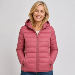 Lightweight Hooded Puffer Jacket in Pink