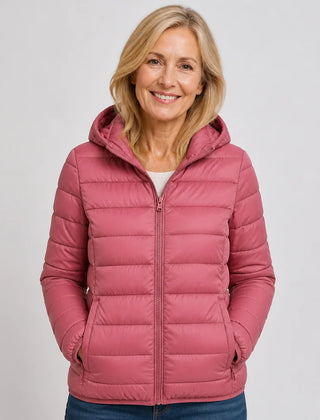 Lightweight Hooded Puffer Jacket in Pink