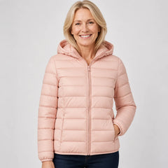 Lightweight Hooded Puffer Jacket in Light Pink