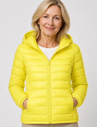 Lightweight Hooded Puffer Jacket in Yellow