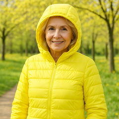 Lightweight Hooded Puffer Jacket in Yellow