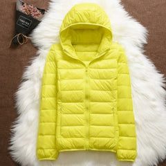 Lightweight Hooded Puffer Jacket in Yellow
