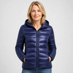 Lightweight Hooded Puffer Jacket in Navy