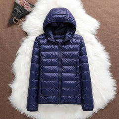 Lightweight Hooded Puffer Jacket in Navy