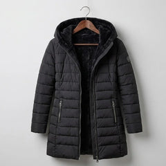 Hooded A-Line Puffer Coat in Black