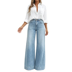High-Rise Wide-Leg Jeans in Light Blue