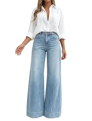 High-Rise Wide-Leg Jeans in Light Blue