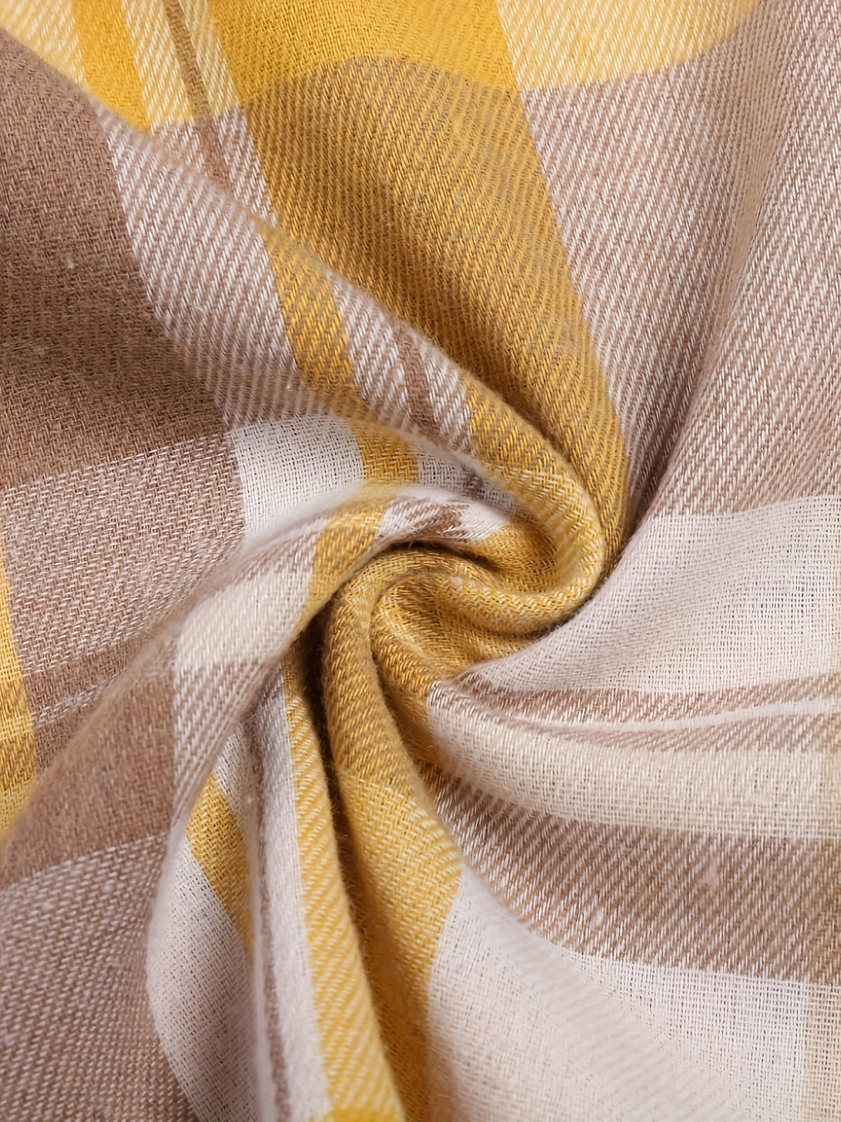 Nora Lightweight Plaid Shirt Jacket in Yellow, pattern close-up