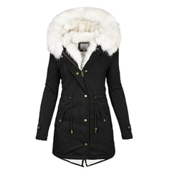 Beatrix button-detail hooded jacket in Black
