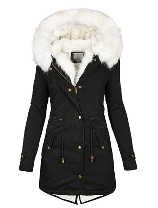 Beatrix button-detail hooded jacket in Black