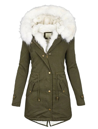 Beatrix button-detail hooded jacket in Green