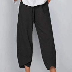 Black Bryndis | Cotton Linen Wide-Leg Pants for Women | Summer Casual