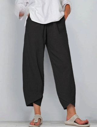 Black Bryndis | Cotton Linen Wide-Leg Pants for Women | Summer Casual