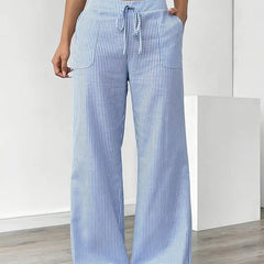 Blue Karina | Striped Wide-Leg Pants for Women | Smart Casual