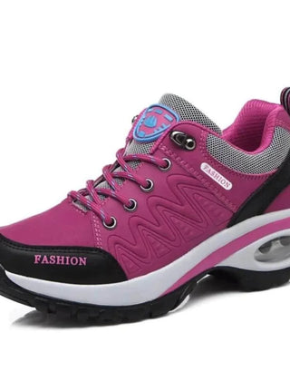 Cushioned Lace-Up Walking Sneakers in Pink
