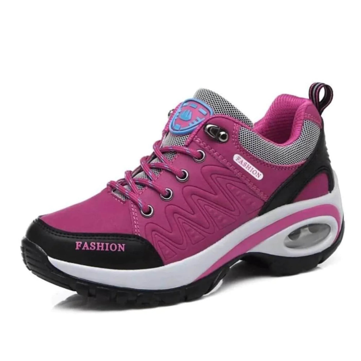 Cushioned Lace-Up Walking Sneakers in Pink