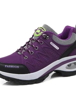 Cushioned Lace-Up Walking Sneakers in Purple