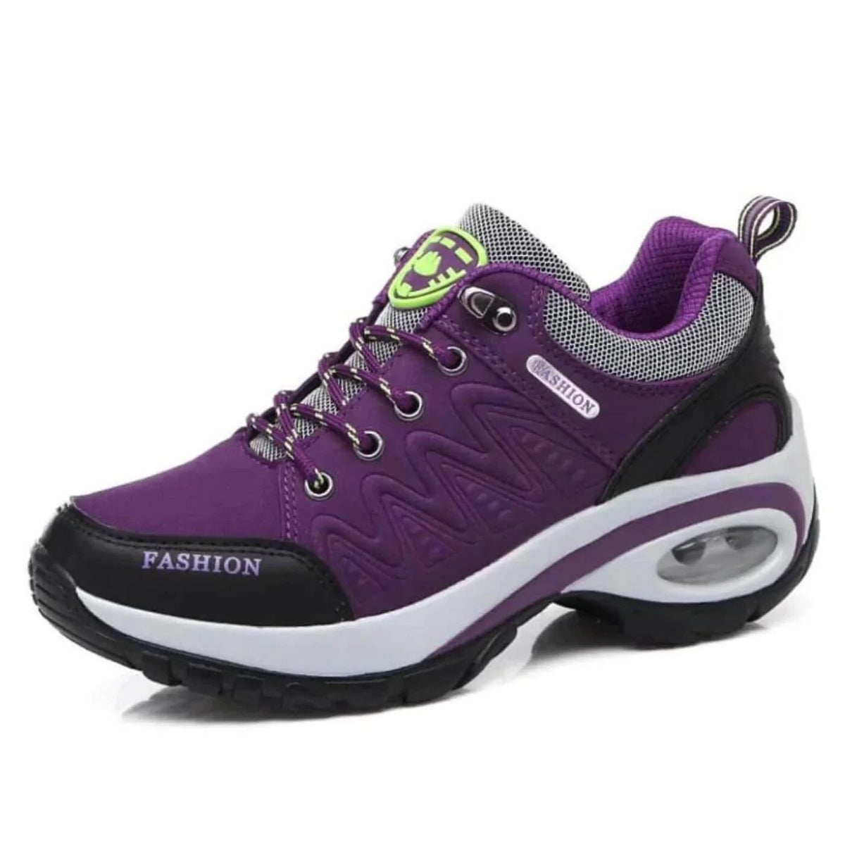 Cushioned Lace-Up Walking Sneakers in Purple