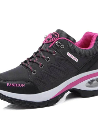 Cushioned Lace-Up Walking Sneakers in Gray