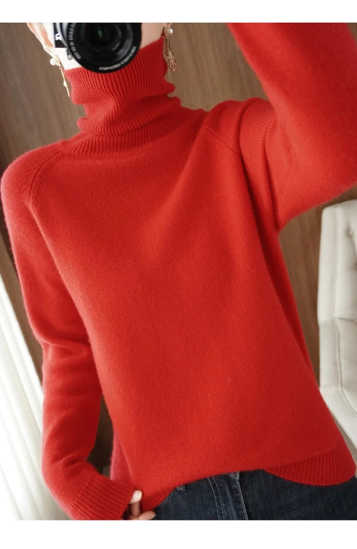 Camille Turtleneck Sweater in Red