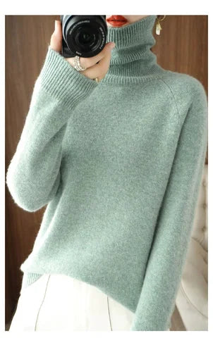 Camille Turtleneck Sweater in Green