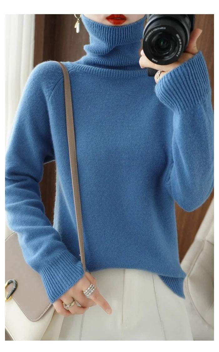 Camille Turtleneck Sweater in Blue