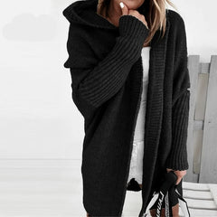 CarriMax oversized hooded cardigan in Black, worn