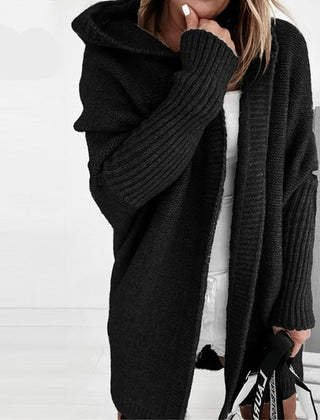 CarriMax oversized hooded cardigan in Black, worn