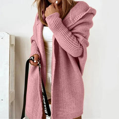 CarriMax oversized hooded cardigan in Pink, worn