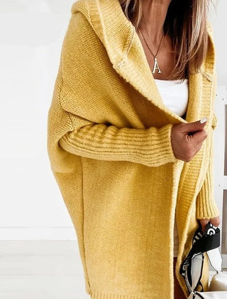 CarriMax oversized hooded cardigan in Yellow, worn