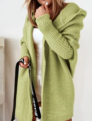 CarriMax oversized hooded cardigan in Green, worn