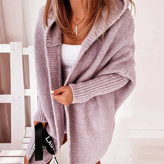 CarriMax oversized hooded cardigan in Lavender, worn