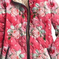 Rose Print Quilted Jacket in Pink