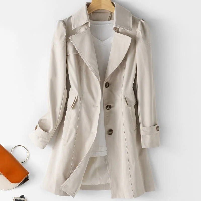 Chamora notched collar coat in Beige