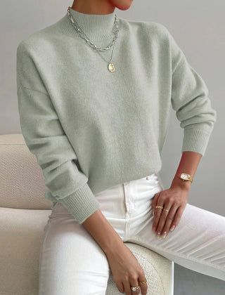 Mock Neck Sweater in Light Gray