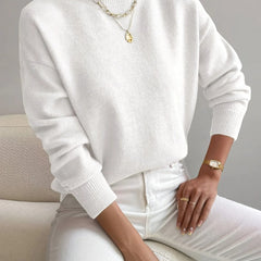 Mock Neck Sweater in White