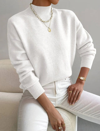 Mock Neck Sweater in White