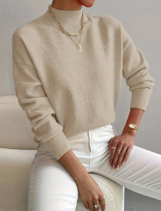 Mock Neck Sweater in Beige