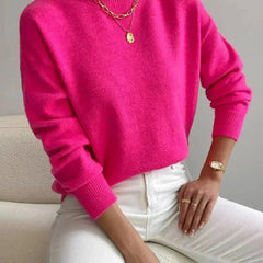 Mock Neck Sweater in Fuchsia