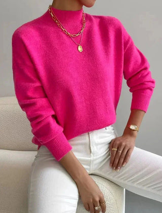 Mock Neck Sweater in Fuchsia