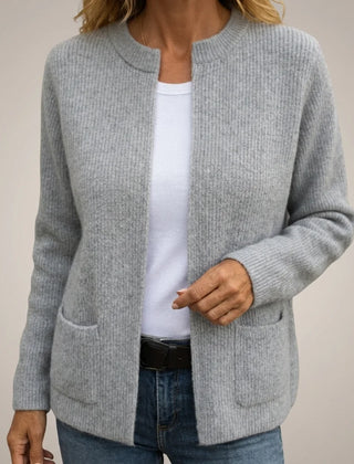 Colette Zip-Up Cardigan with Pockets in Gray