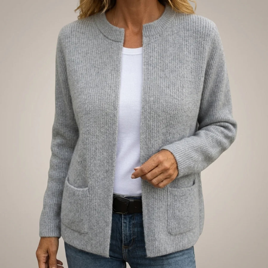 Colette Zip-Up Cardigan with Pockets in Gray
