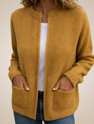 Colette Zip-Up Cardigan with Pockets in Mustard