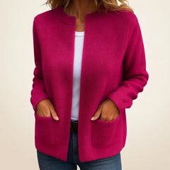 Colette Zip-Up Cardigan with Pockets in Fuchsia