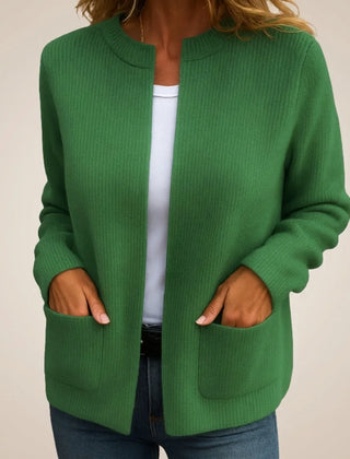 Colette Zip-Up Cardigan with Pockets in Green