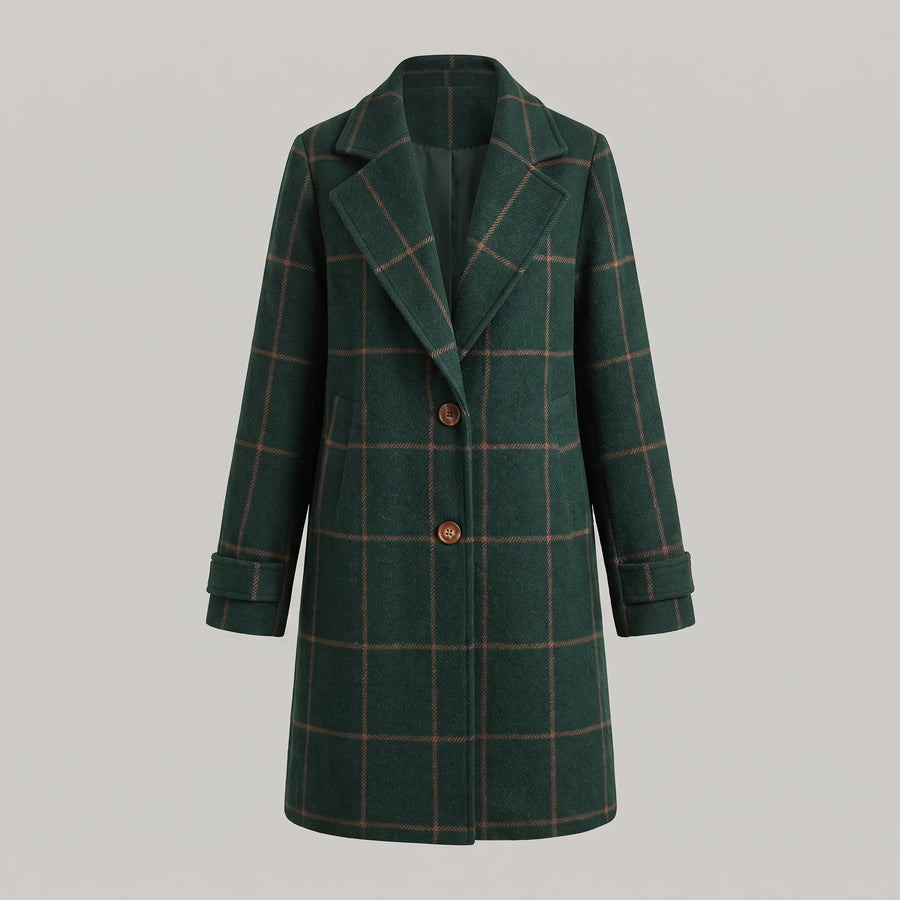 Coralie Classic Checkered Coat in Green