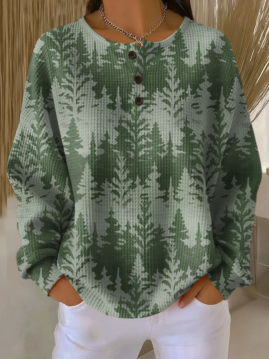 Green Inga | Christmas Sweater with Classic Wood Pattern