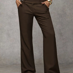 Wide-Leg Button Waist Trousers in Caramel