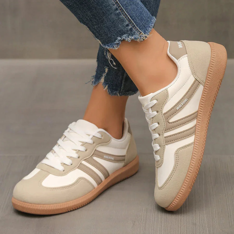 Retro Striped Sneakers in Cream