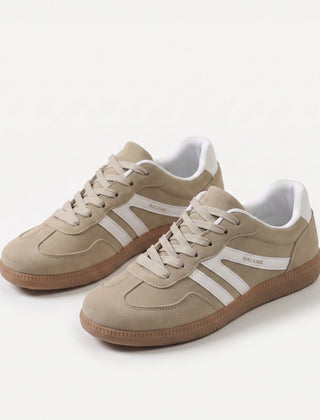 Retro Striped Sneakers in Khaki